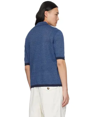 Bottega Veneta リネン シェブロン ニットポロシャツ - サムネイル3