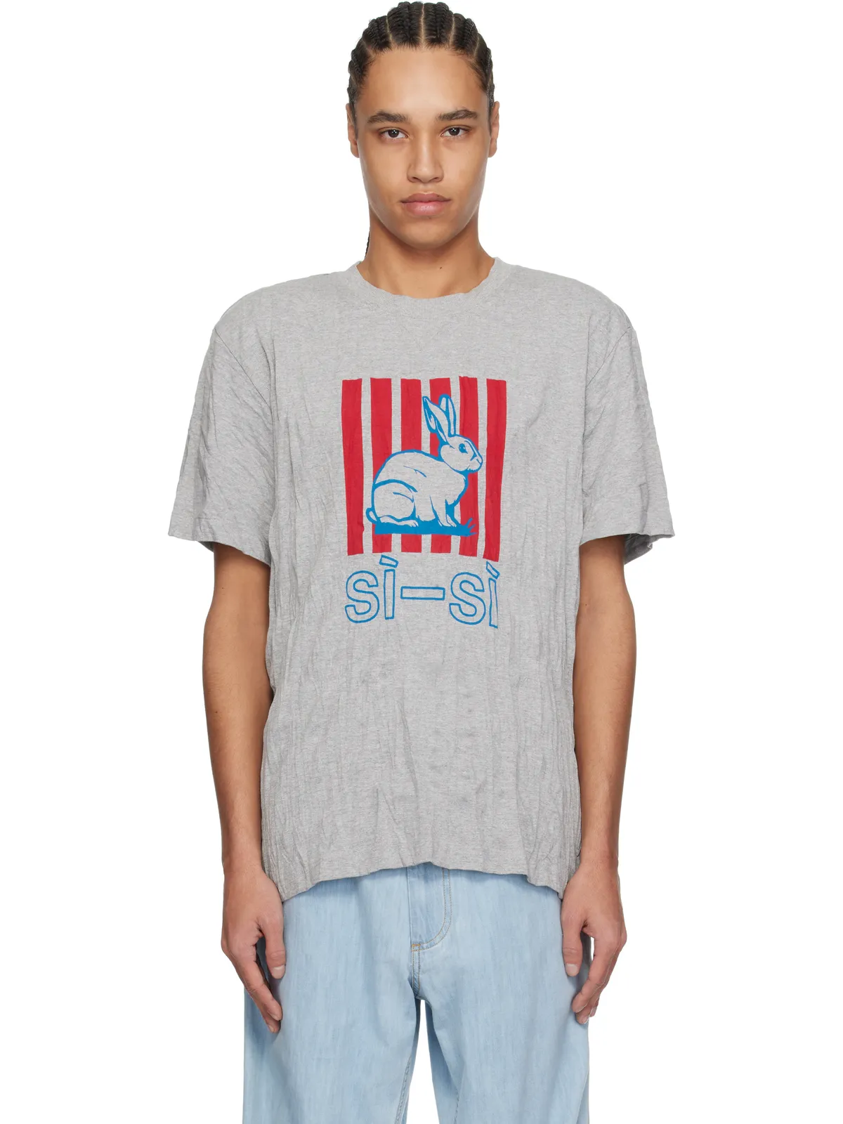Bottega Veneta Crushed コットン ジャージ プリントTシャツ - 画像1
