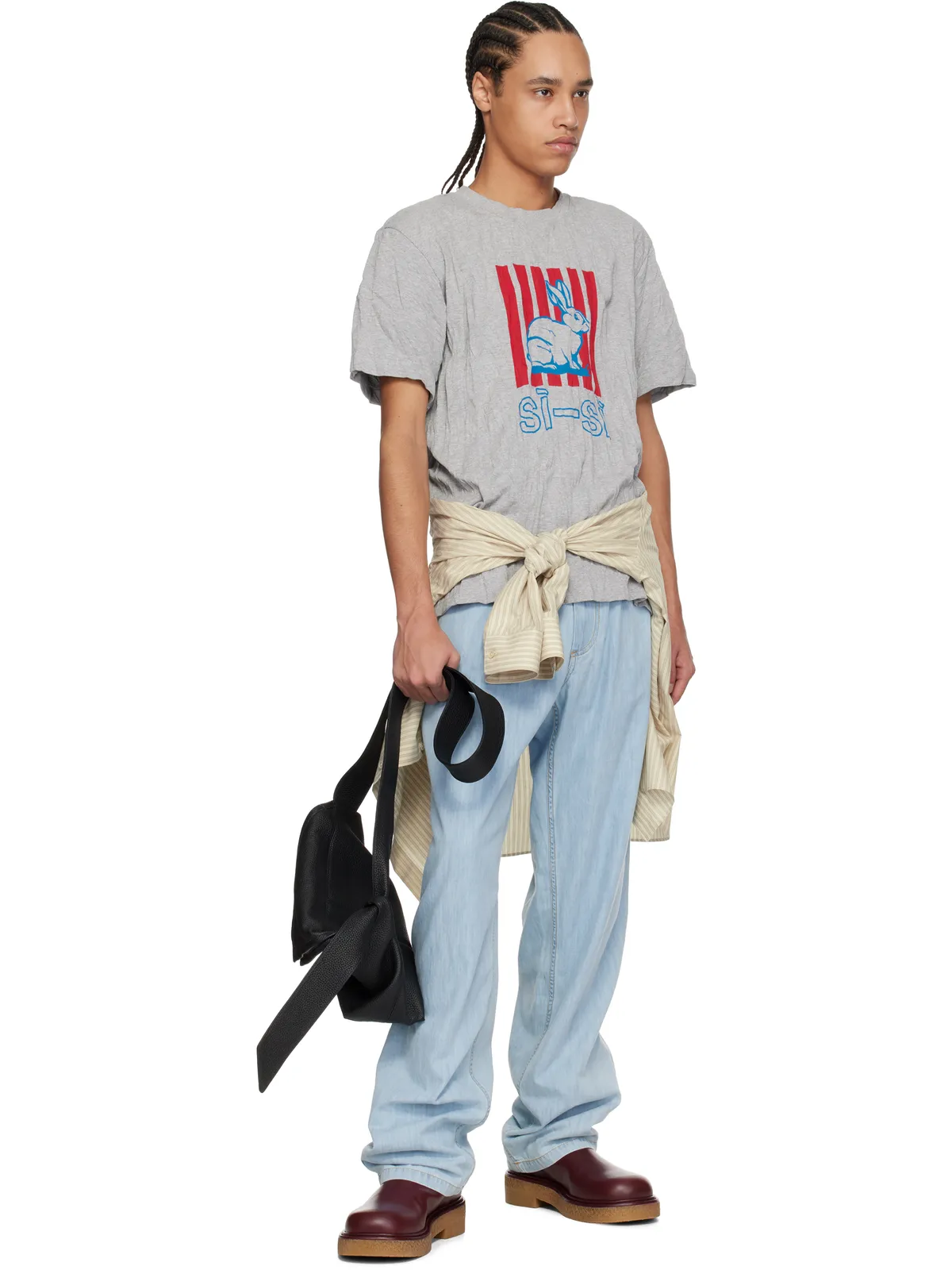 Bottega Veneta Crushed コットン ジャージ プリントTシャツ - 画像4