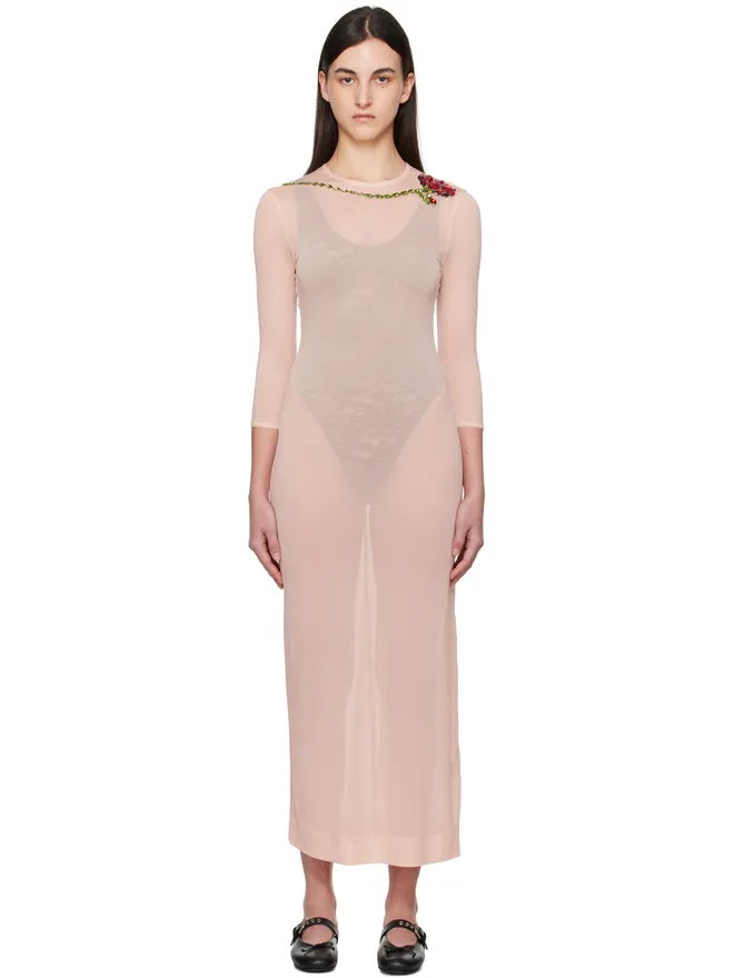 Simone Rocha Simone Rocha Ballet フィット メッシュ コラム マキシワンピースの商品画像