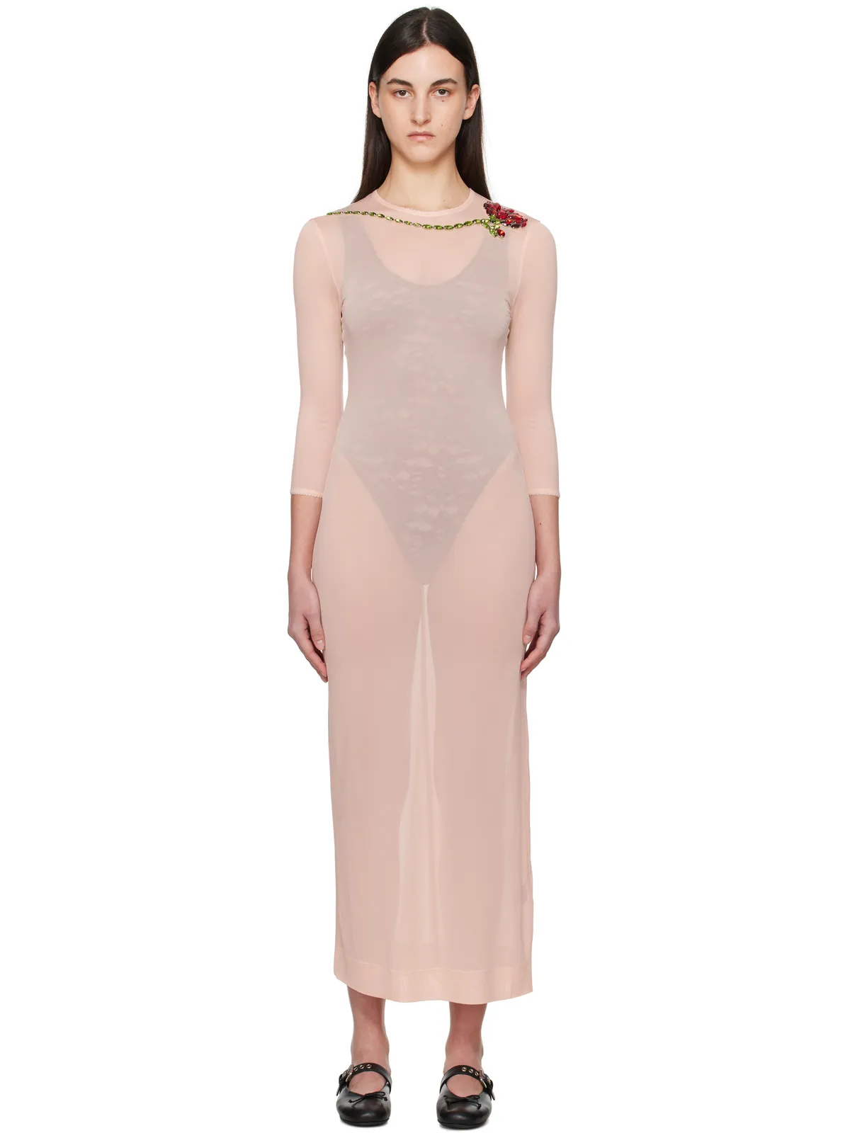 Simone Rocha Ballet フィット メッシュ コラム マキシワンピース - 画像1