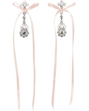 Simone Rocha シルバー＆ピンク Victorian Bow Ribbon Drip ピアス - サムネイル1