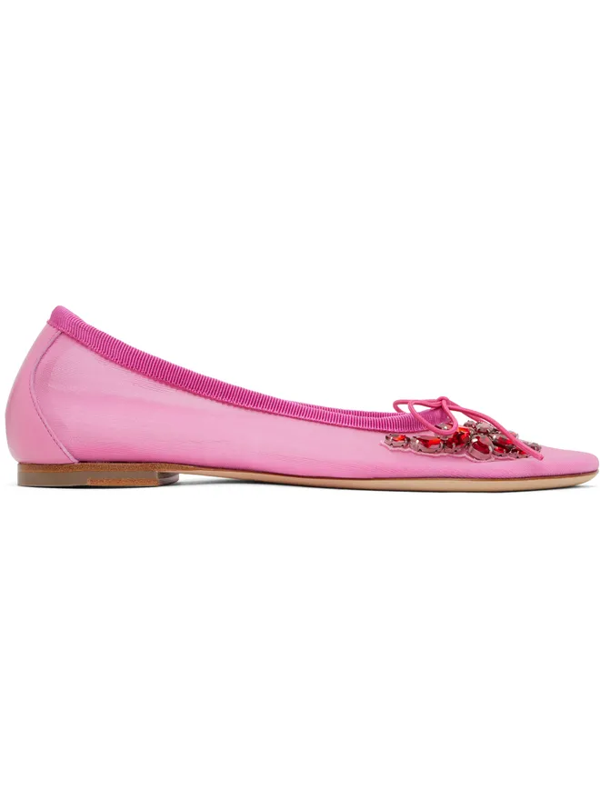 Simone Rocha Simone Rocha Embellished Flower メッシュ バレエシューズの商品画像