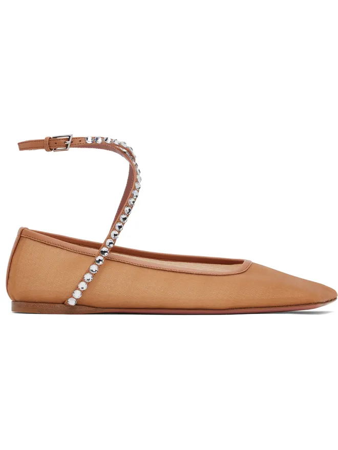 Amina Muaddi Amina Muaddi Ane Mesh Crystal バレエシューズの商品画像