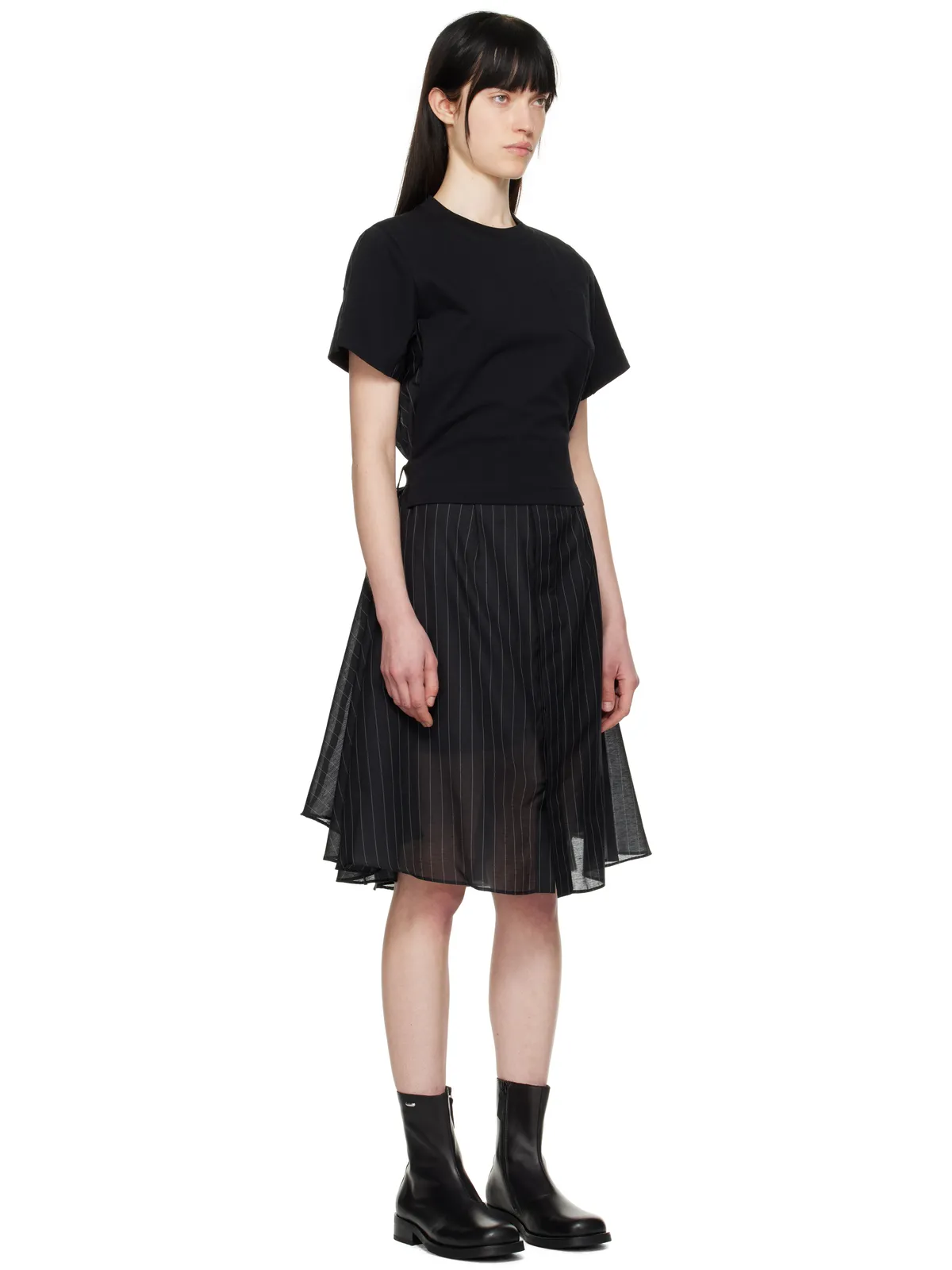 sacai Spun Organza & Cotton Jersey ミディアムワンピース - 画像2