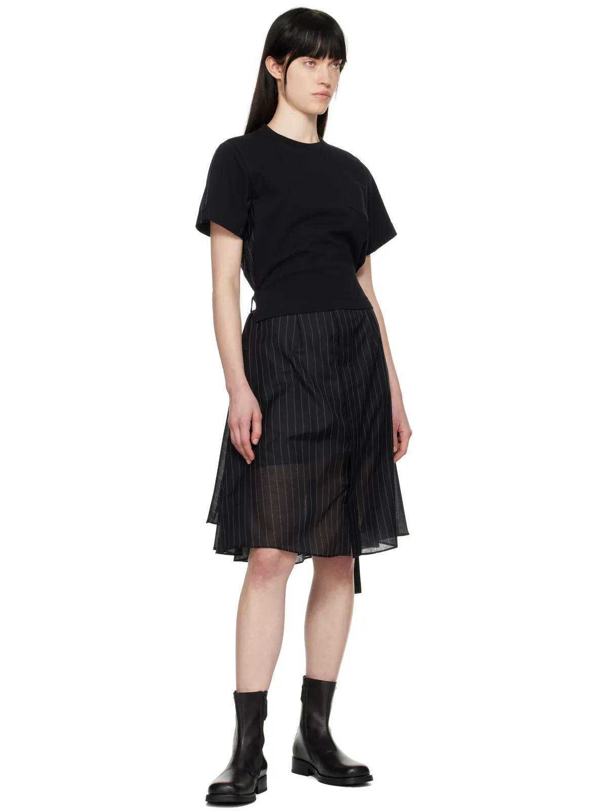 sacai Spun Organza & Cotton Jersey ミディアムワンピース - 画像4