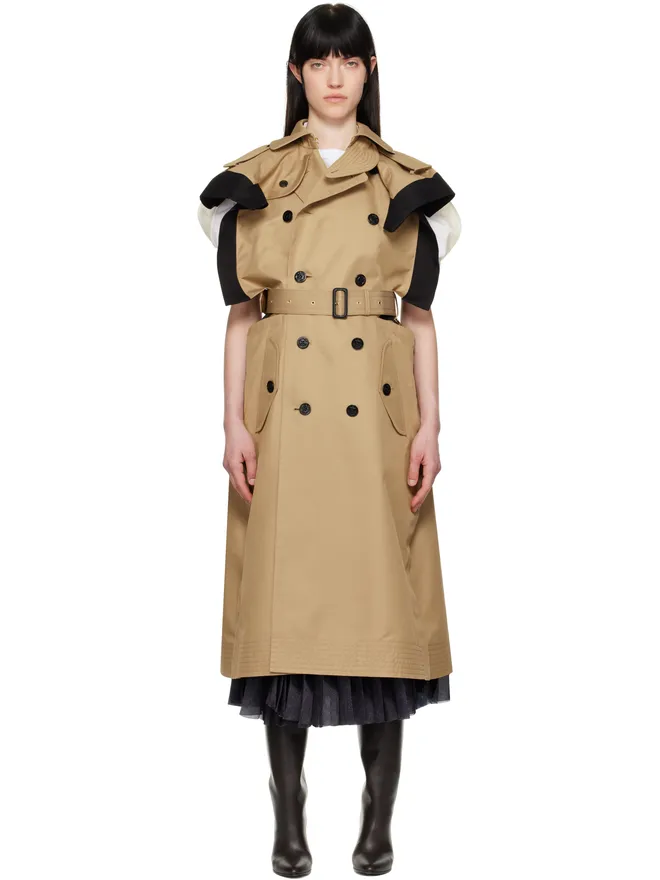 sacai sacai ダブルフェイス シルク コットン＆ギャバジン トレンチコートの商品画像
