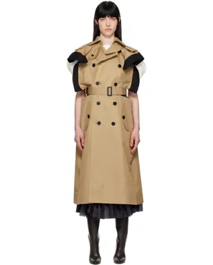 sacai ダブルフェイス シルク コットン＆ギャバジン トレンチコート - サムネイル1