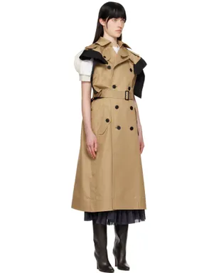 sacai ダブルフェイス シルク コットン＆ギャバジン トレンチコート - サムネイル2