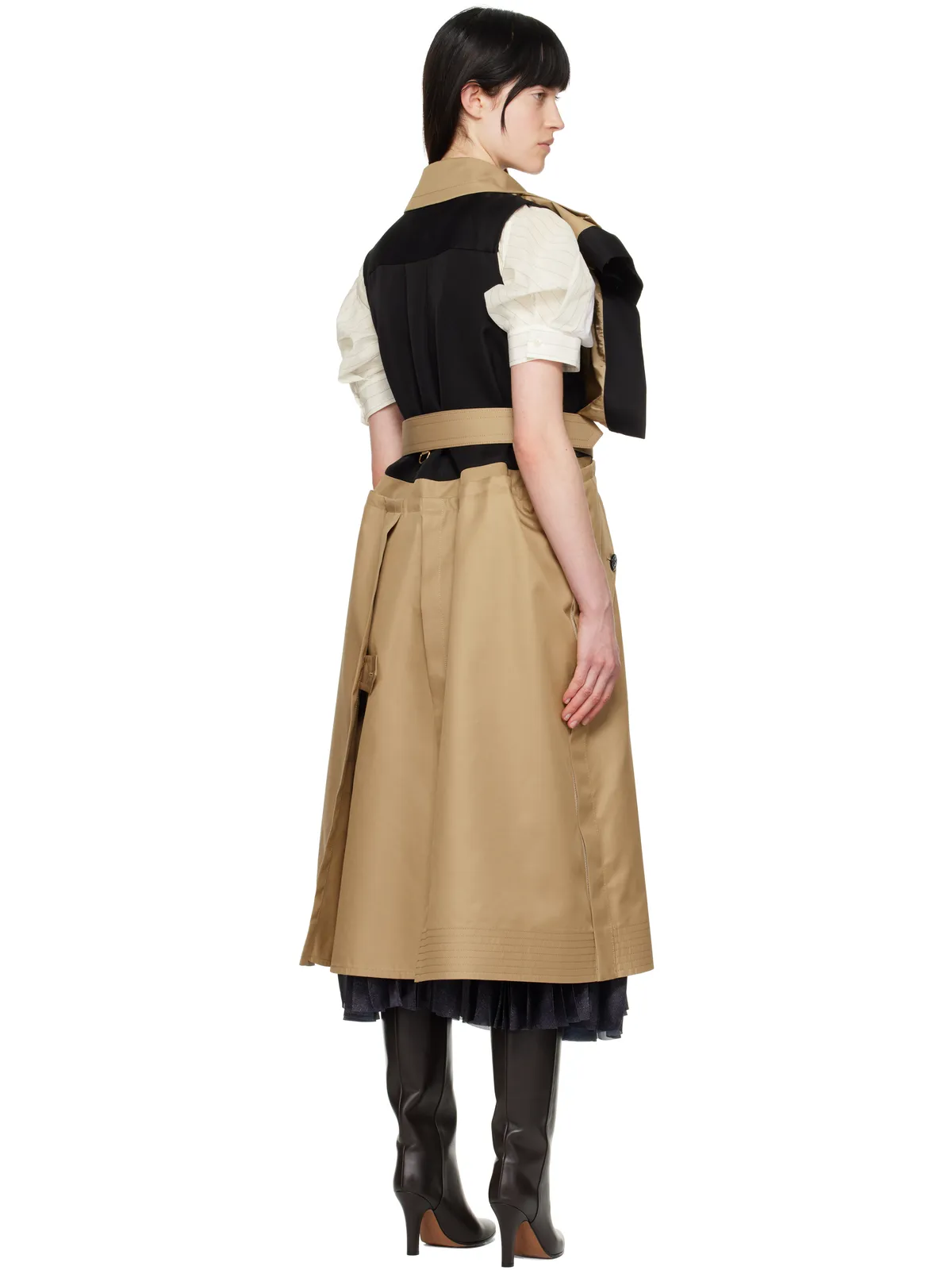 sacai ダブルフェイス シルク コットン＆ギャバジン トレンチコート - 画像3