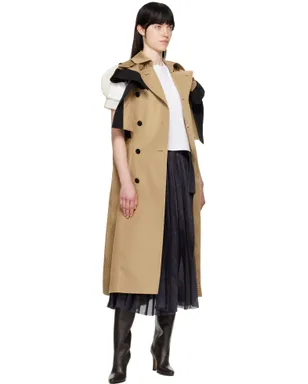 sacai ダブルフェイス シルク コットン＆ギャバジン トレンチコート - サムネイル4