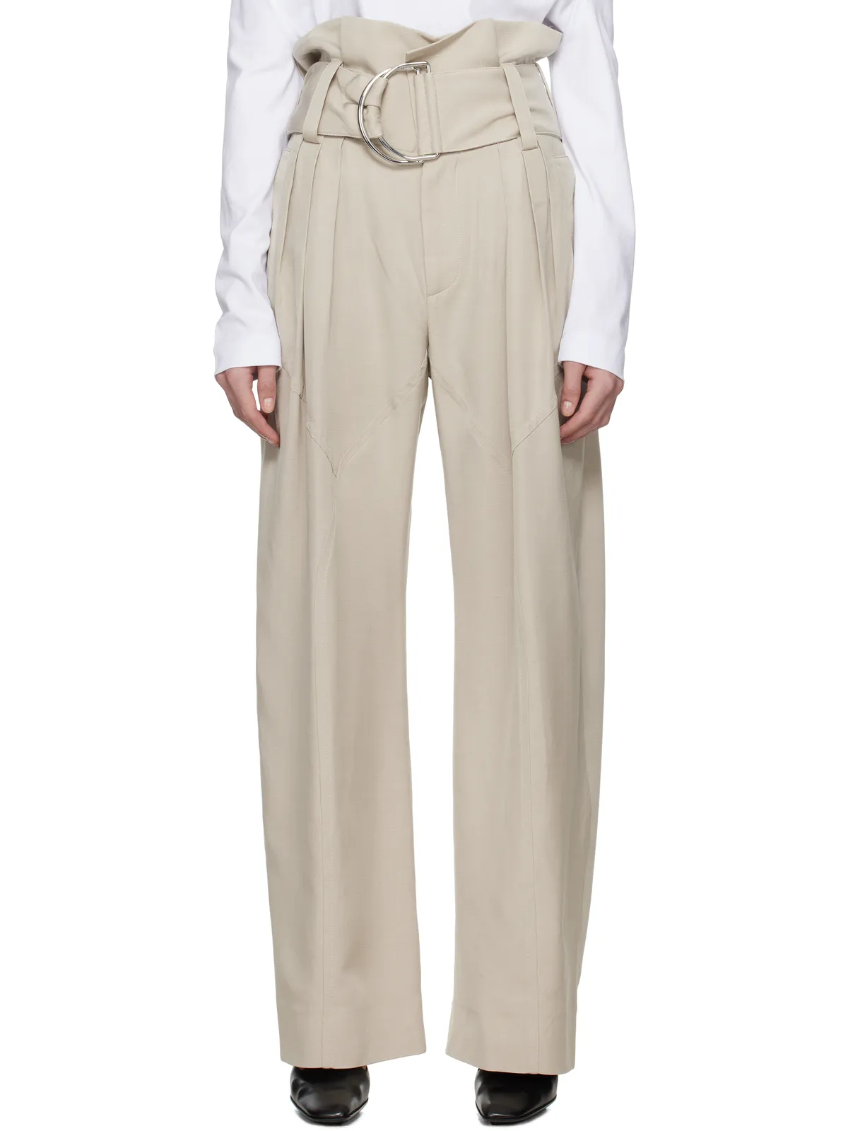 JW Anderson Gathered Waist D-Ring トラウザーズ - 画像1