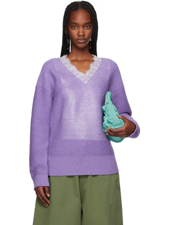 JW Anderson JW Anderson レーストリム Vネックセーターの商品画像