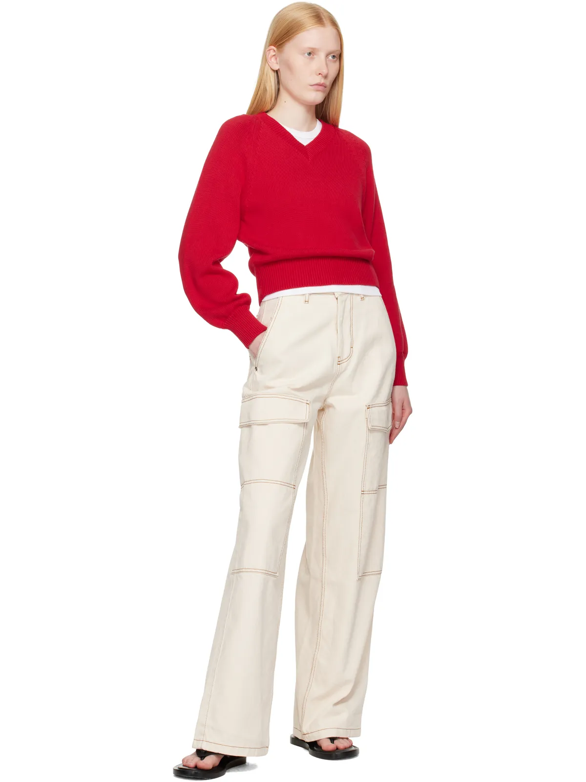 AMI Paris コットン ワイドフィット デニム カーゴパンツ - 画像4