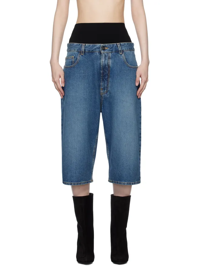 ALAÏA ALAÏA ニット ウエスト デニム バミューダショーツの商品画像