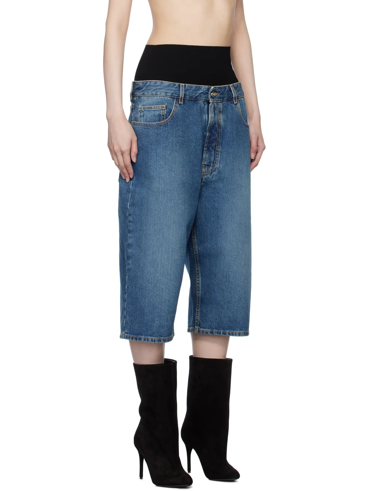 ALAÏA ニット ウエスト デニム バミューダショーツ - 画像2