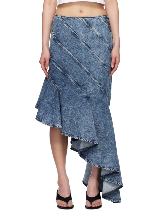 ALAÏA ALAÏA Spiral デニム ミディアムスカートの商品画像