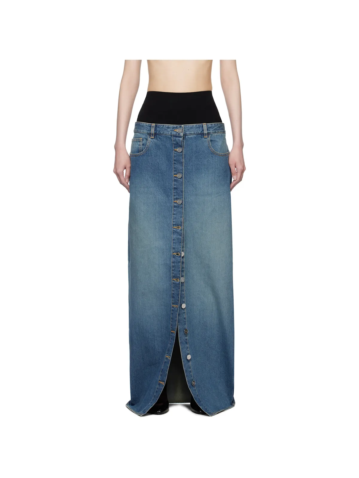 ALAÏA ニットウエスト デニム マキシスカート - 画像1