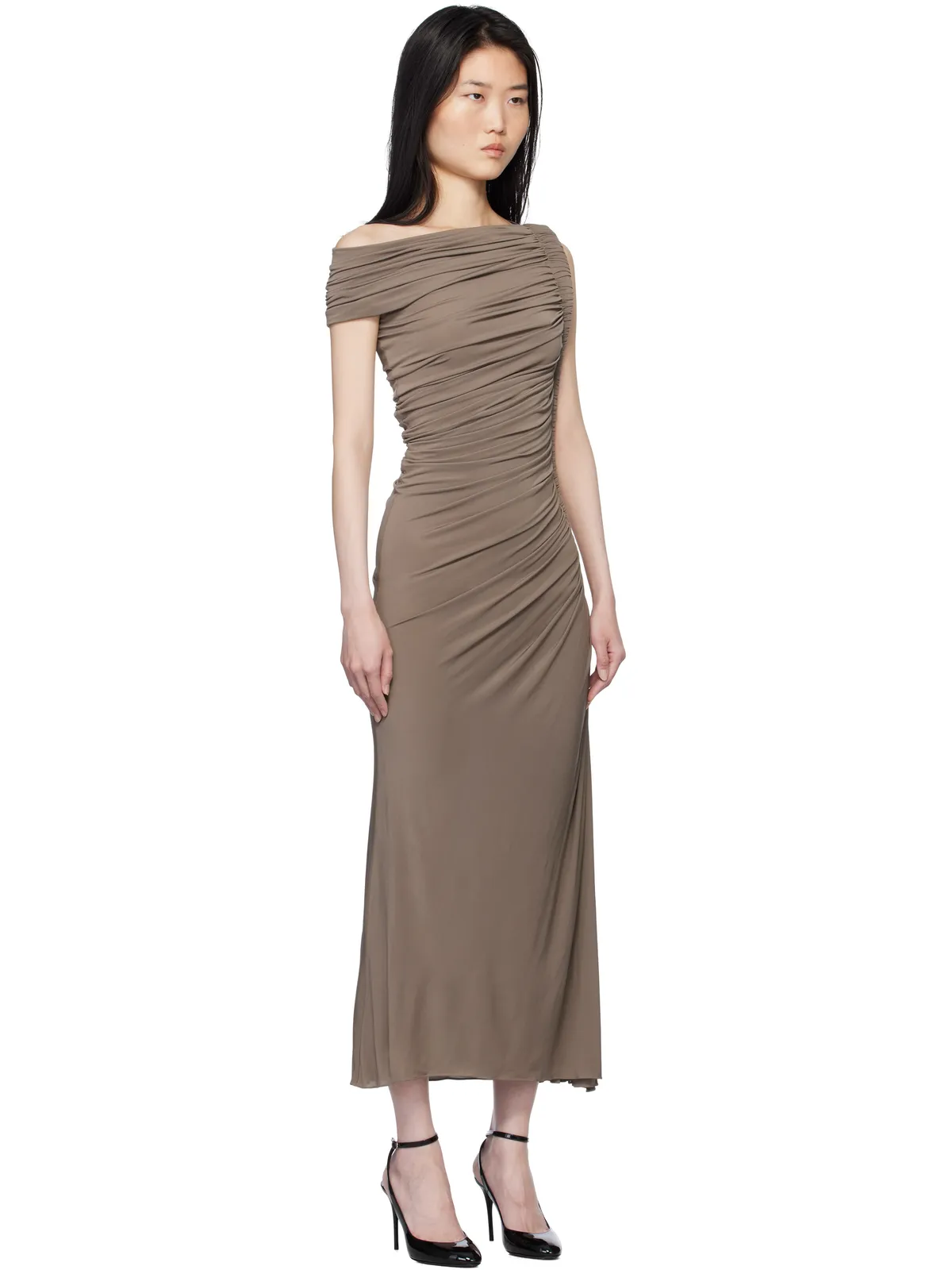 ALAÏA アシンメトリー パイピング ミディアムドレス - 画像2