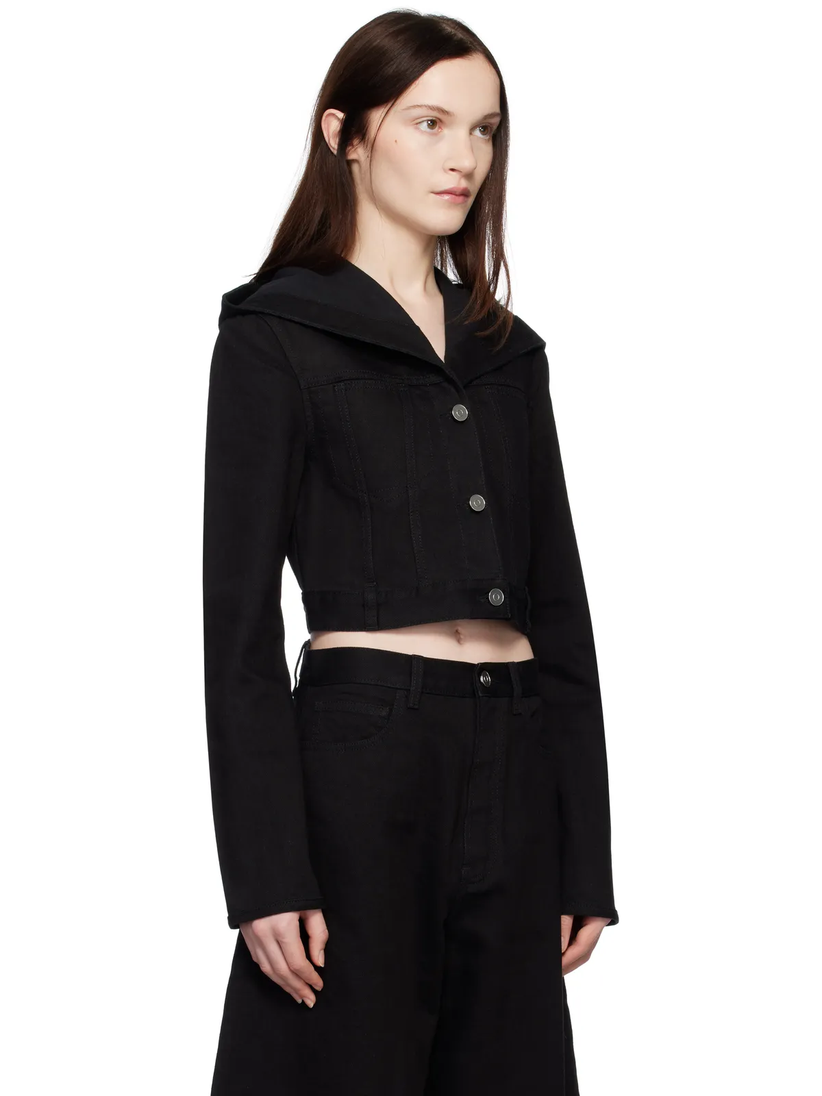 ALAÏA クロップド フード デニムジャケット - 画像2