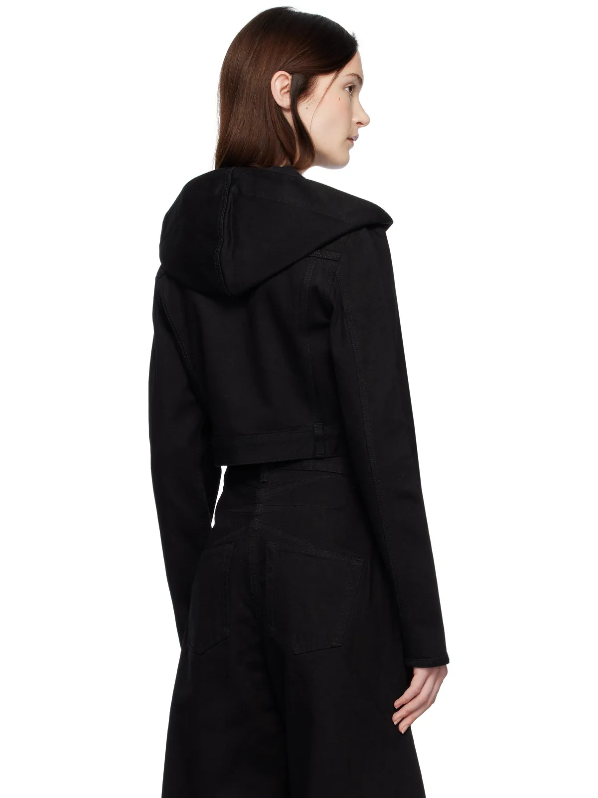 ALAÏA クロップド フード デニムジャケット - 画像3