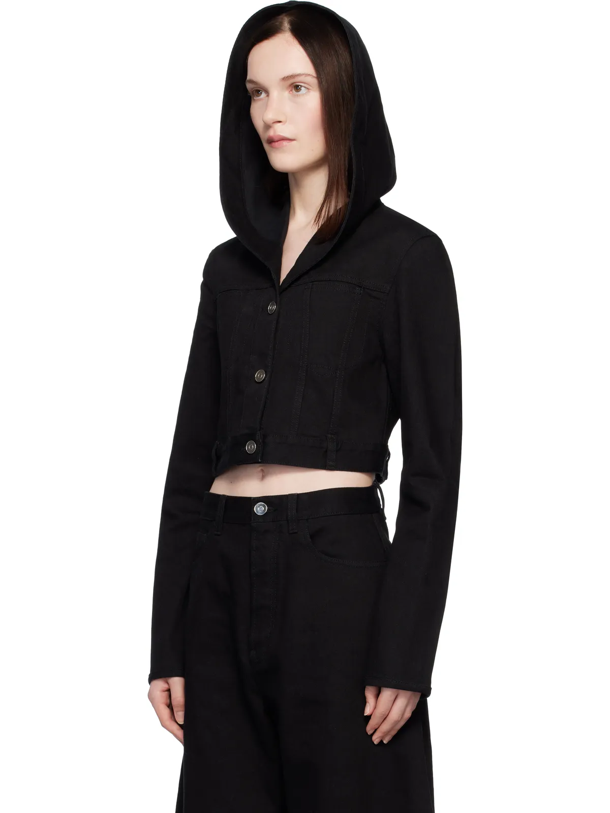 ALAÏA クロップド フード デニムジャケット - 画像4
