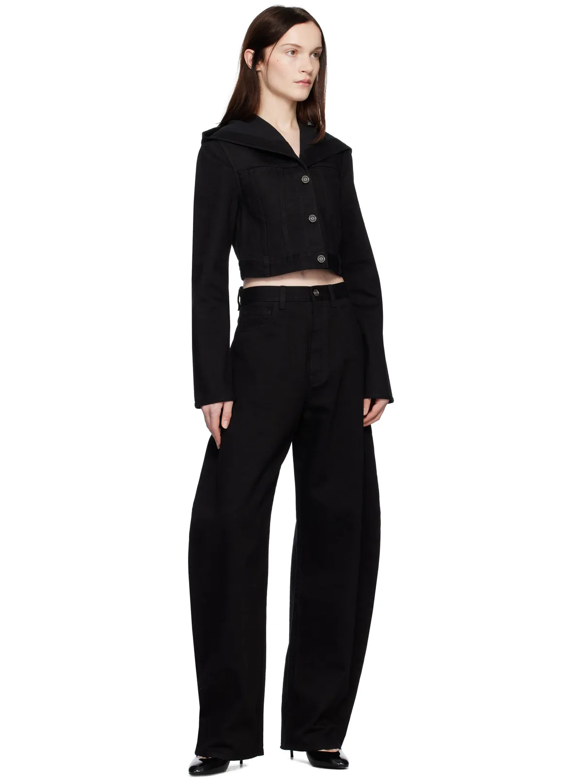ALAÏA クロップド フード デニムジャケット - 画像5
