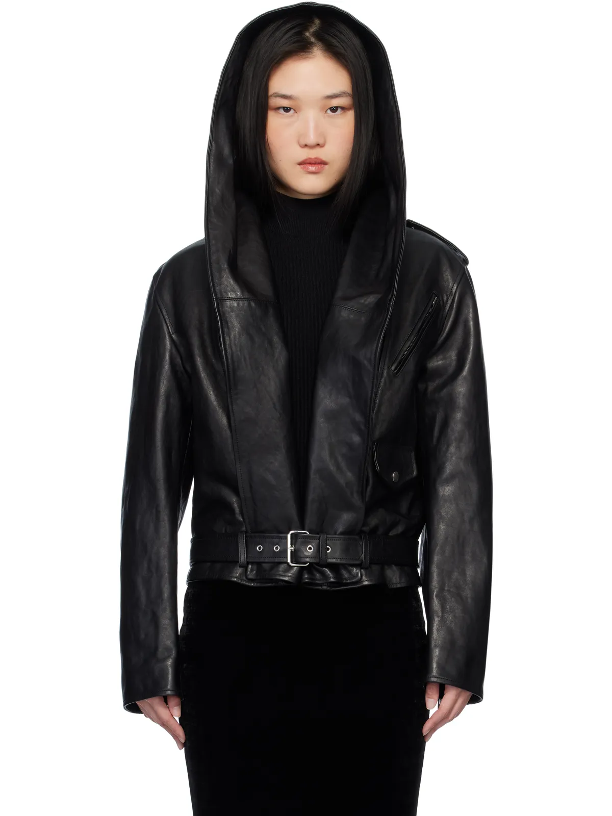 ALAÏA フード バイカー レザージャケット - 画像1