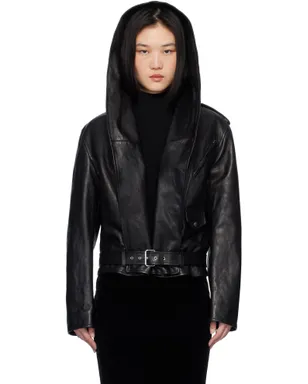 ALAÏA フード バイカー レザージャケット - サムネイル1