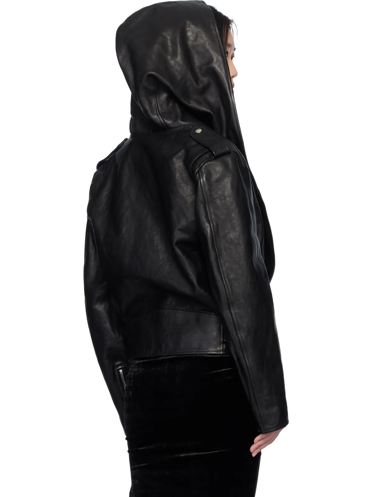 ALAÏA フード バイカー レザージャケット - 画像3