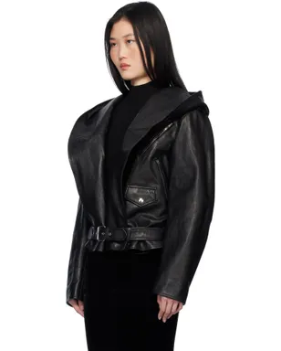 ALAÏA フード バイカー レザージャケット - サムネイル4