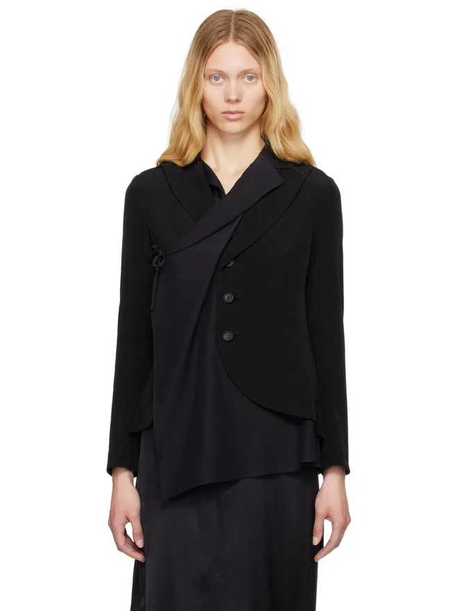 YOHJI YAMAMOTO YOHJI YAMAMOTO クレープデシン 2レイヤード ラップ テーラードジャケットの商品画像