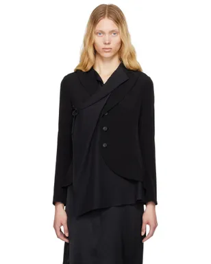 YOHJI YAMAMOTO クレープデシン 2レイヤード ラップ テーラードジャケット - サムネイル1