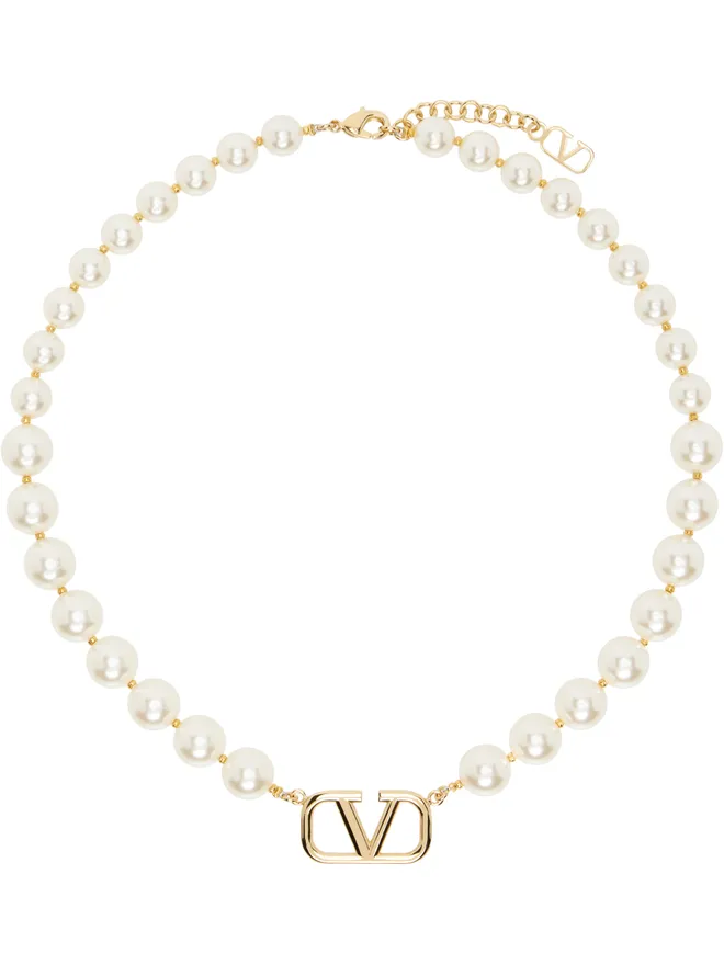 Valentino Garavani Valentino Garavani オフホワイト VLogo Signature ネックレスの商品画像