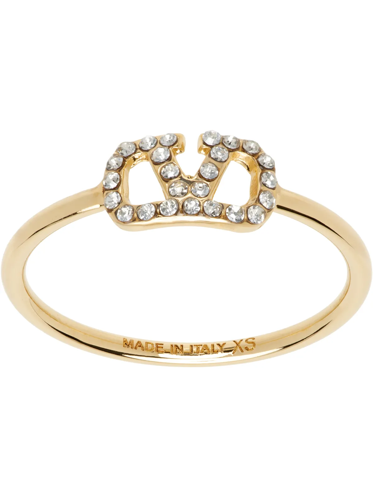 Valentino Garavani ゴールド VLogo Signature Metal & Swarovski Crystal リング - 画像1