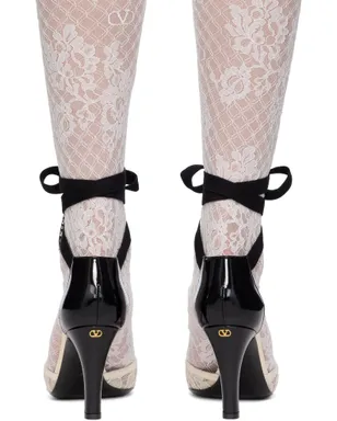 Valentino Garavani オフホワイト＆ブラック Foliefoliage ヒール - サムネイル2
