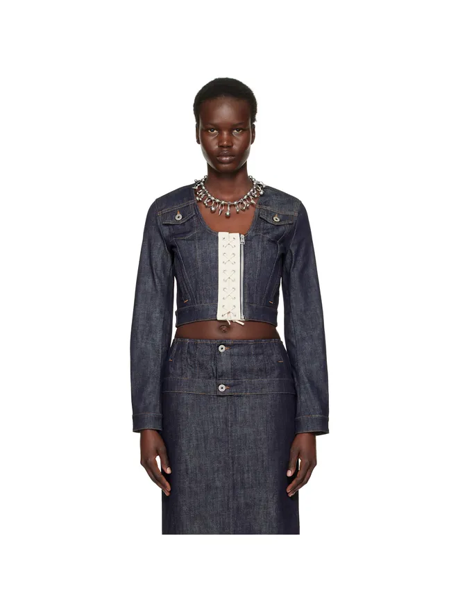 Jean Paul Gaultier Jean Paul Gaultier The Contrasting Lace-Up デニムジャケットの商品画像