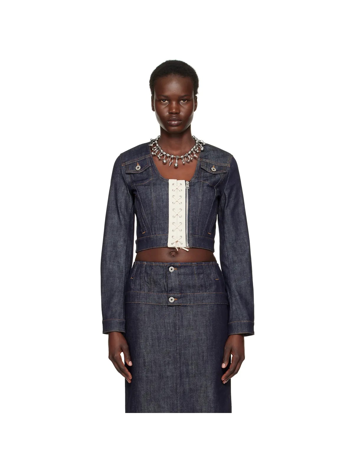 Jean Paul Gaultier The Contrasting Lace-Up デニムジャケット - 画像1