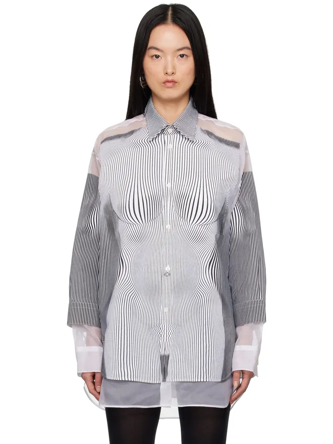 Jean Paul Gaultier Jean Paul Gaultier 'The Petit Grand Pinstripe Body Morphing' シャツの商品画像