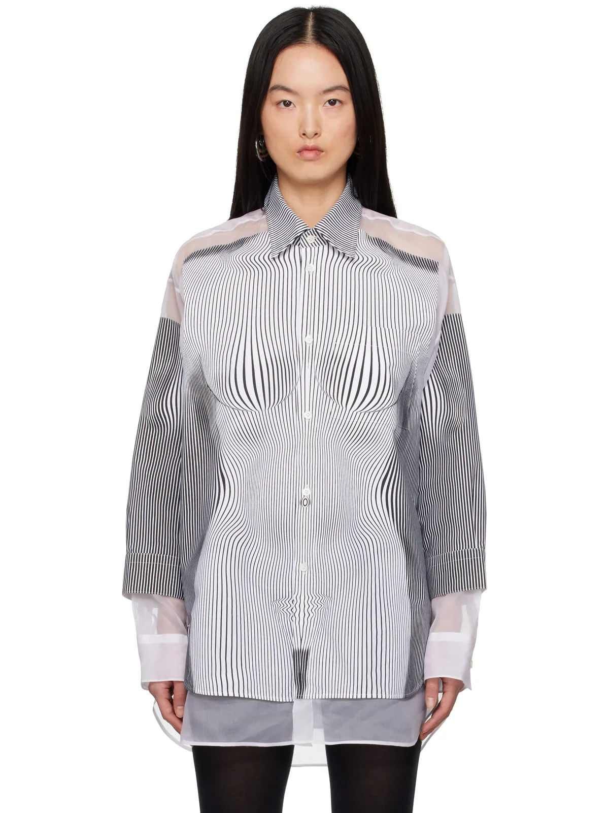 Jean Paul Gaultier 'The Petit Grand Pinstripe Body Morphing' シャツ - 画像1
