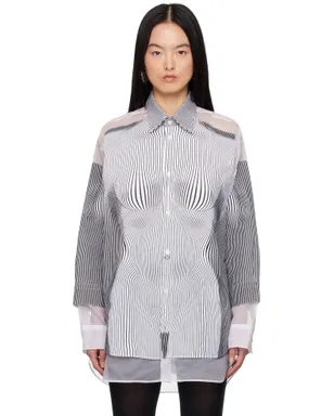 Jean Paul Gaultier 'The Petit Grand Pinstripe Body Morphing' シャツ - サムネイル1