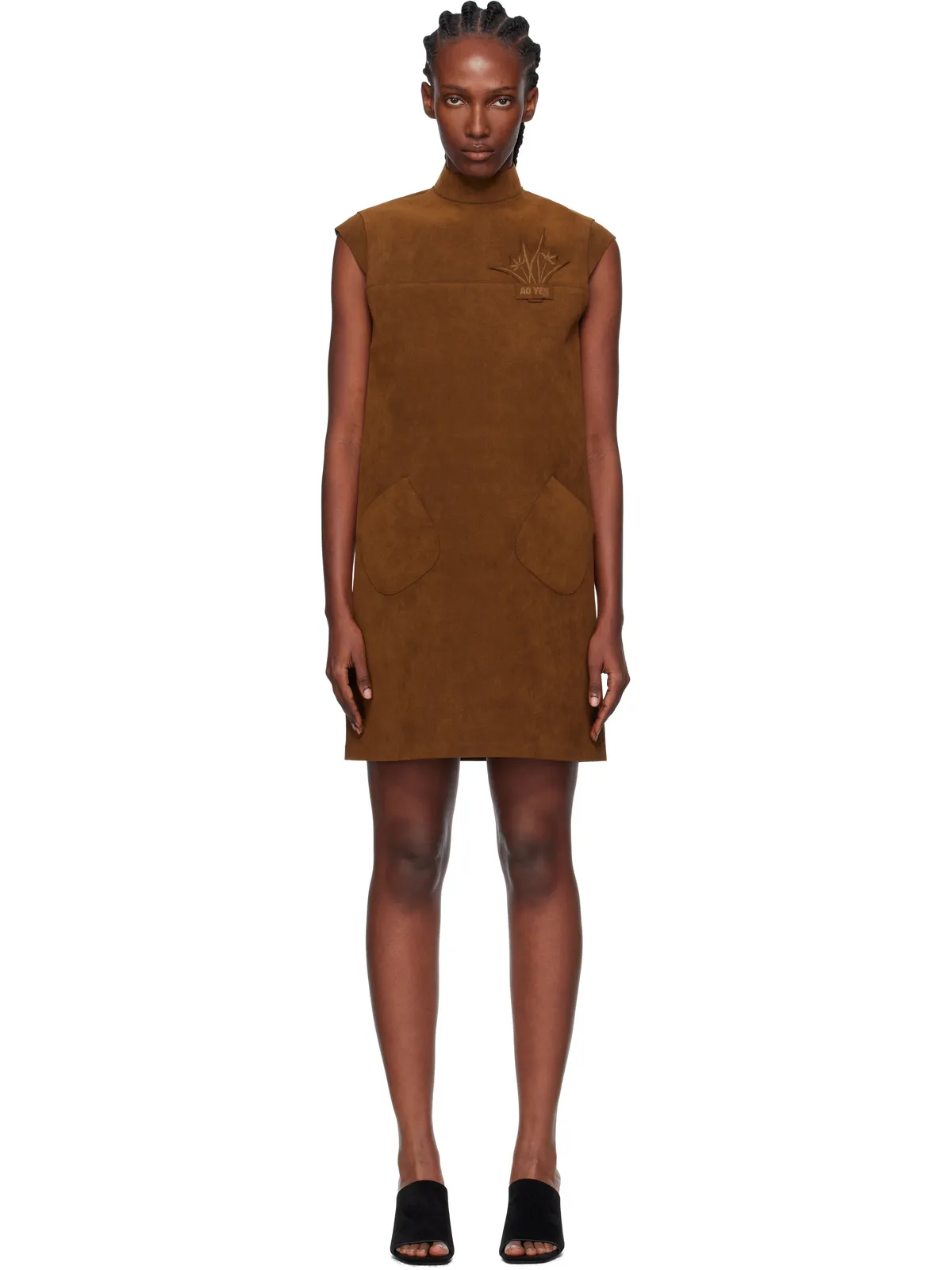 AO YES キャップスリーブ フェイクスエード ミニワンピース - 画像1