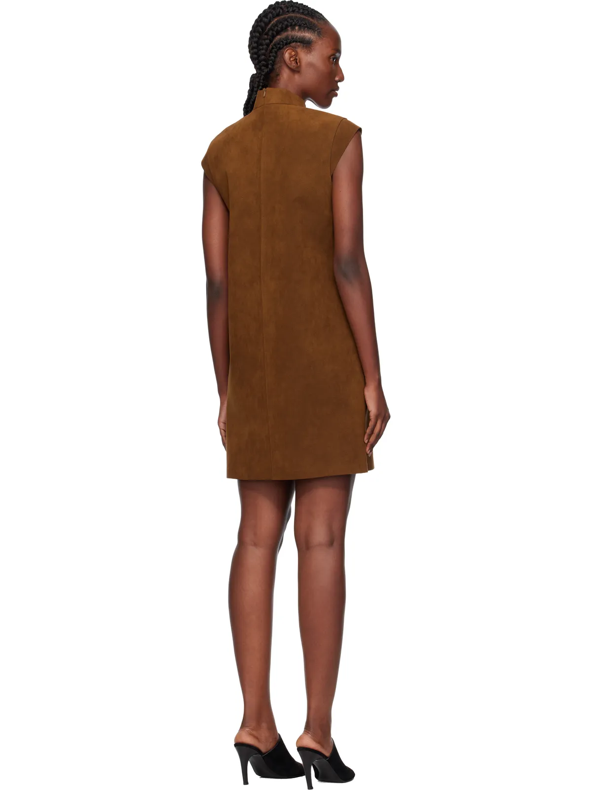 AO YES キャップスリーブ フェイクスエード ミニワンピース - 画像3