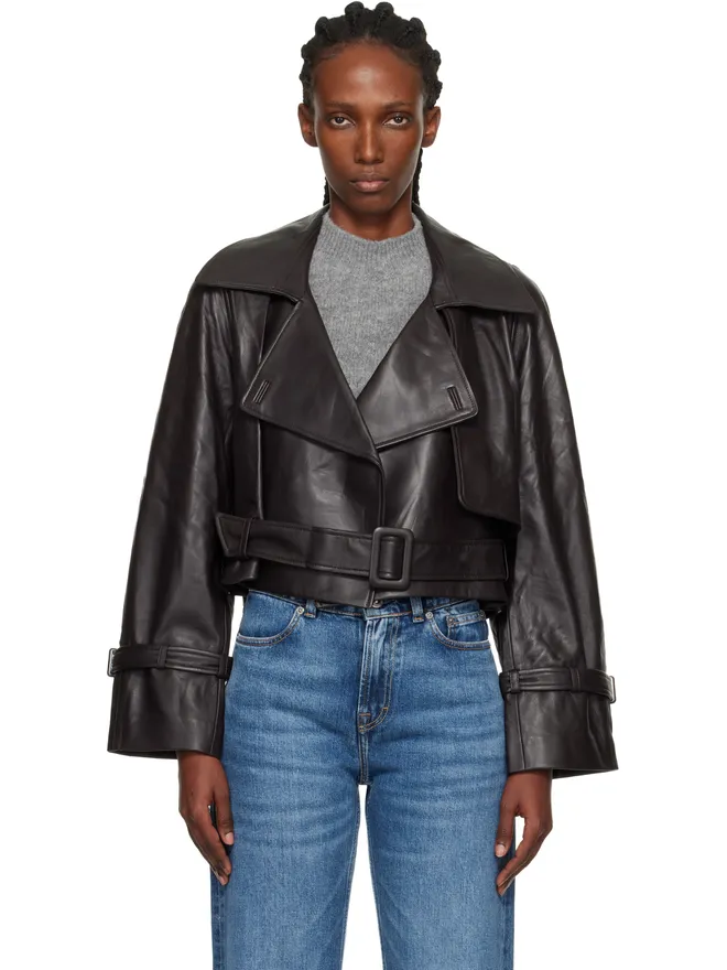 Nour Hammour Nour Hammour Hatti クロップド レザージャケットの商品画像