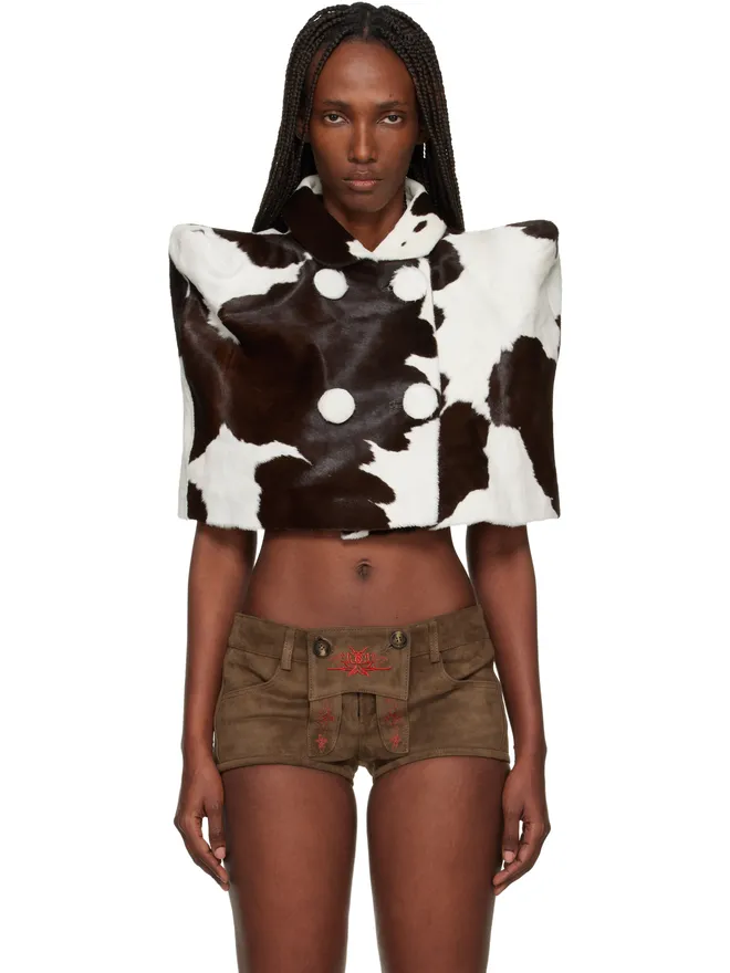 LAURA ANDRASCHKO LAURA ANDRASCHKO Cow ポンチョ シアリングジャケットの商品画像