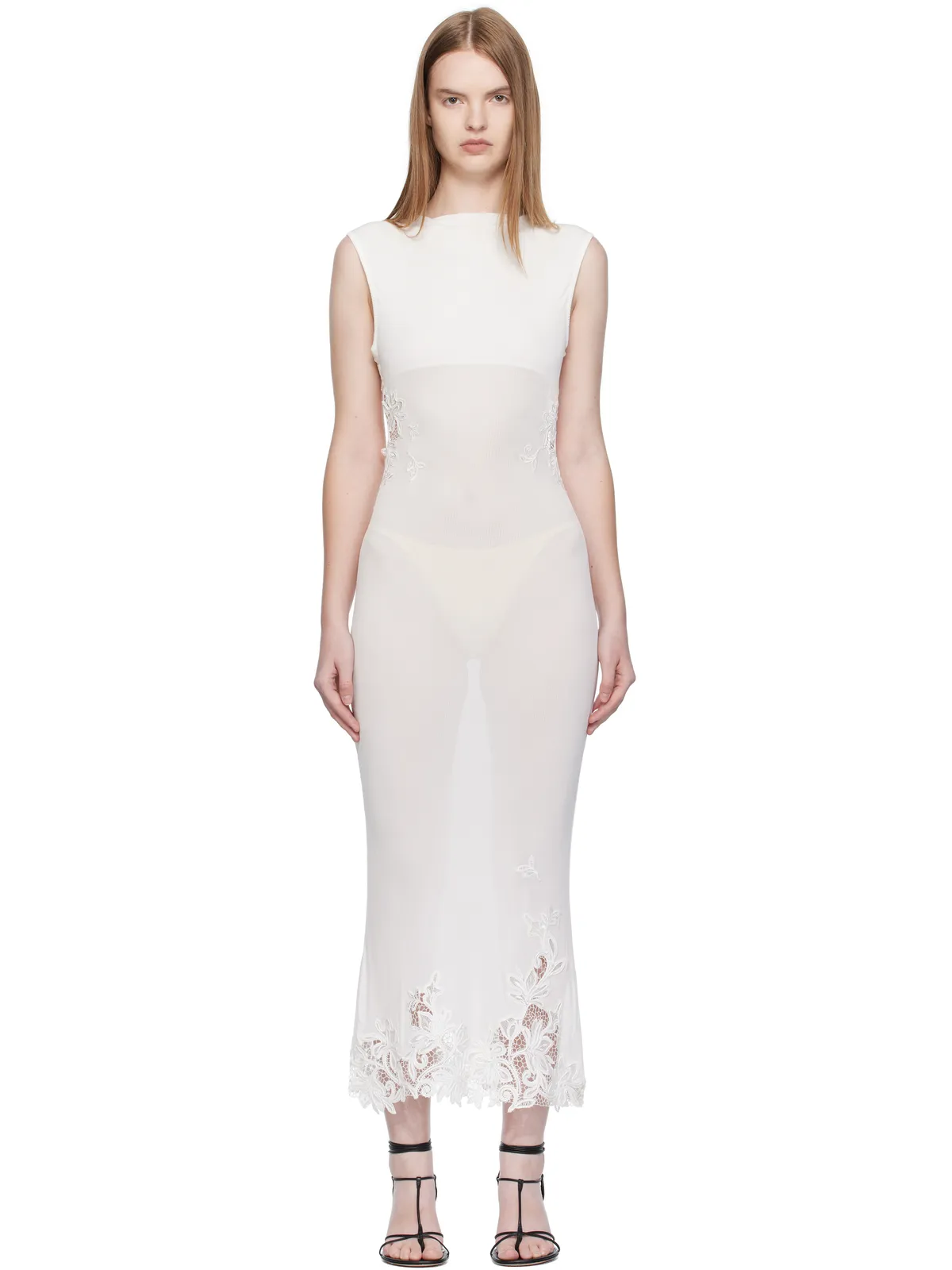 Christopher Esber Hibiscus Embroidered リブ ミディアムドレス - 画像1