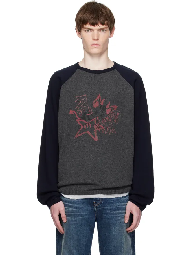 WE11DONE WE11DONE Knit Pullover プリント ラグラン セーターの商品画像