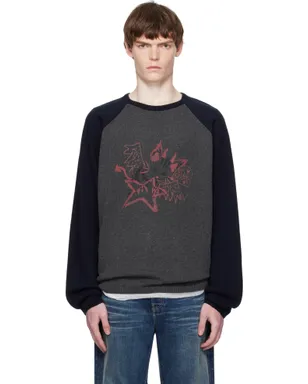 WE11DONE Knit Pullover プリント ラグラン セーター - サムネイル1
