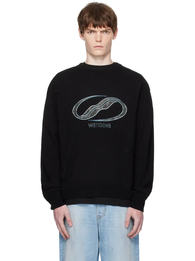 WE11DONE WE11DONE Knit Pullover ロゴ ラインストーン セーターの商品画像