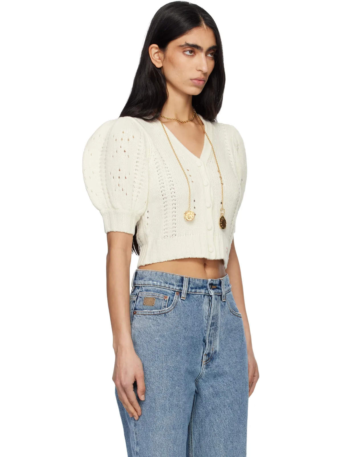 Chloe Puff-Sleeve ウール＆カシミヤ ニットカーディガン - 画像2